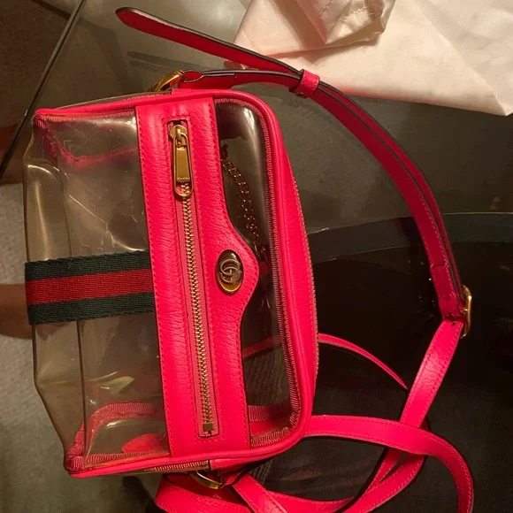Gucci Ophidia Pink & Green Transparent Convertible Bag - Picture 8 of 17
